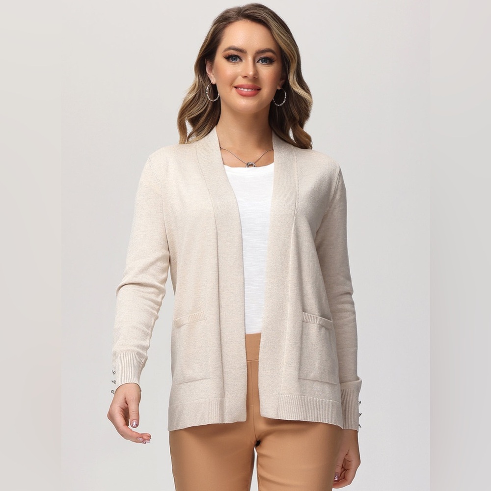 Blue BUTTON CUFF OPEN CARDIGAN - Brand new